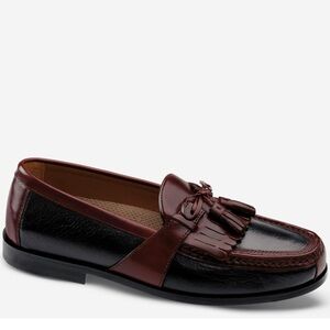 Johnston & Murphy Aragon II Kiltie Tassel Loafer in Black & Waxed Mahogany Red